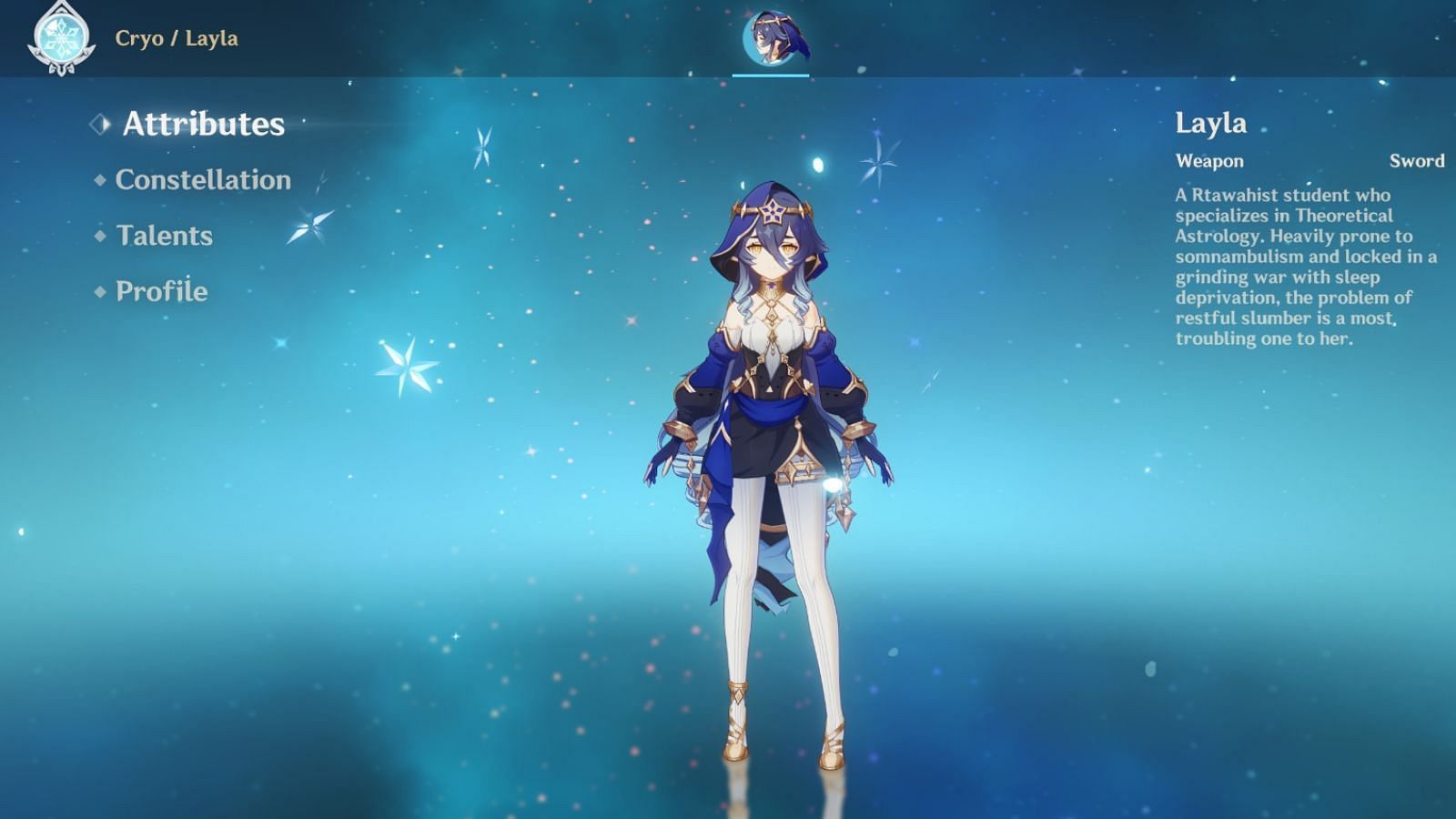 Screenshot of Layla in-game (Image via HoYoverse)